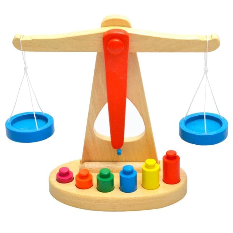Cantar Montessori pentru copii in forma de balanta, din lemn
