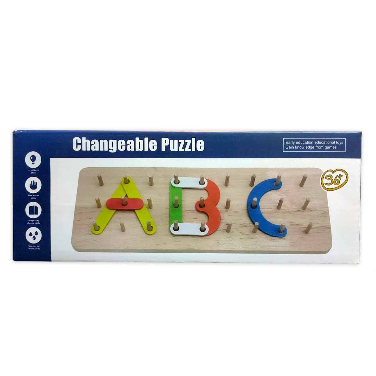 Placa Montessori Geoboard din lemn, cuvinte si cifre
