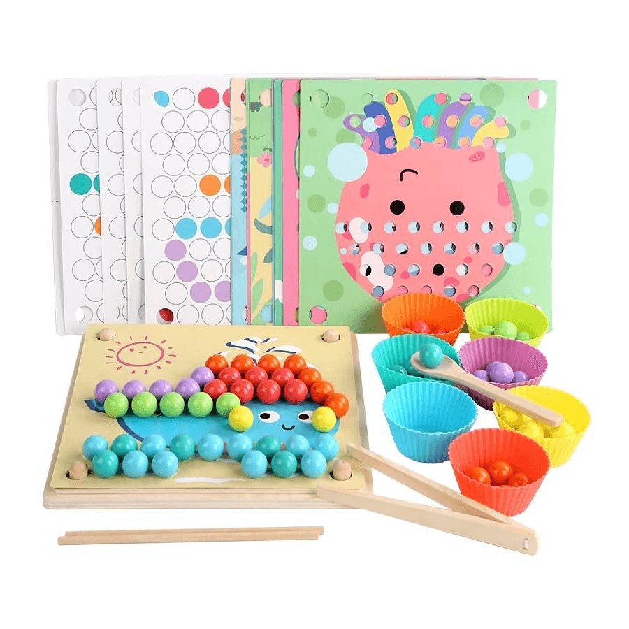Joc educativ Montessori din lemn, pentru memorie, potrivire si sortare, 3 ani +