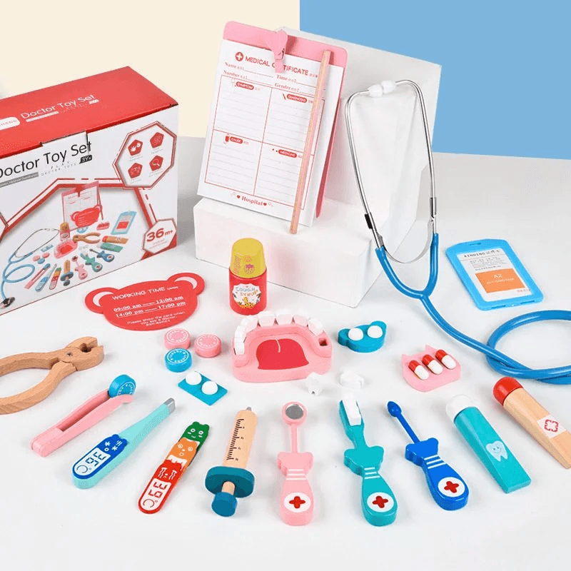 Set de joaca din lemn Micul stomatolog - 24 piese