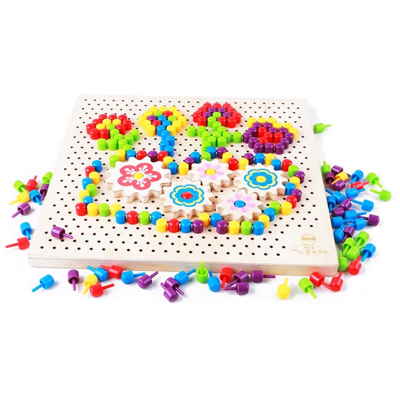 Puzzle creativ Montessori, Mozaic, din lemn, 257 piese