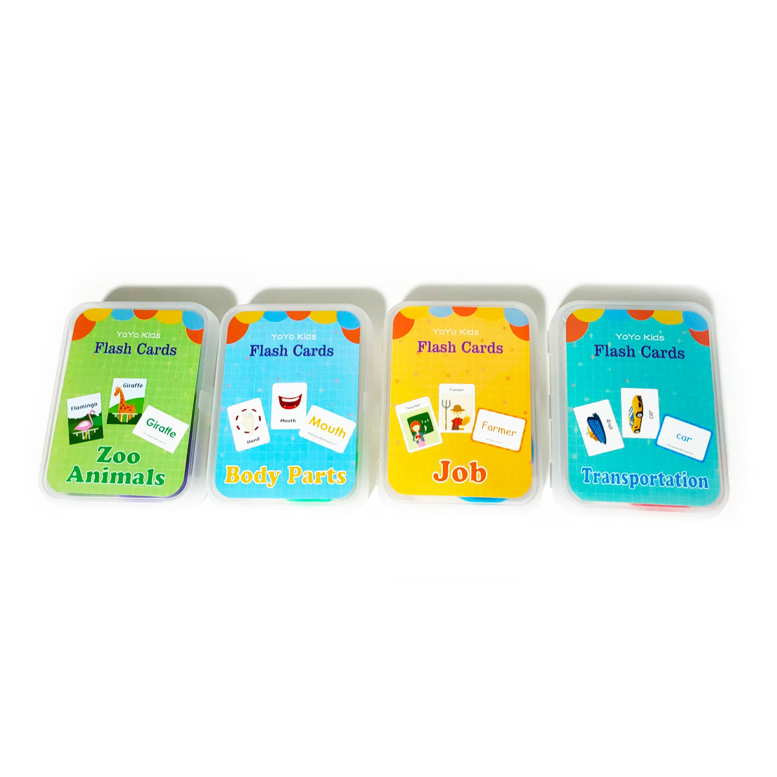 Pachet carduri cognitive Montessori pentru invatarea limbii engleze – 4 seturi