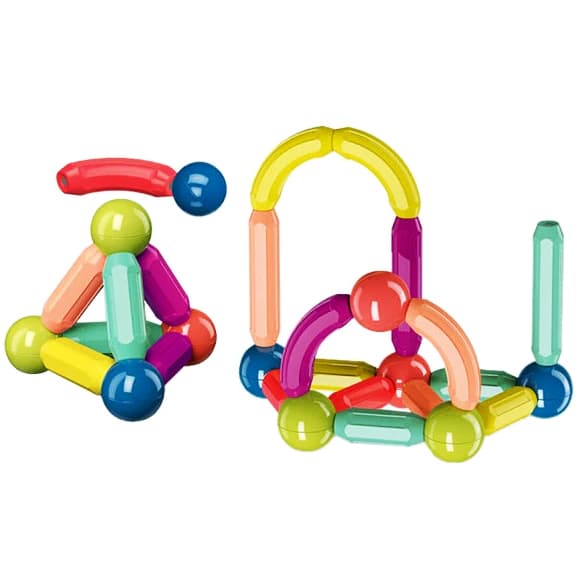Set de joaca magnetic STEM, pentru constructii creative - 42 piese magnetice