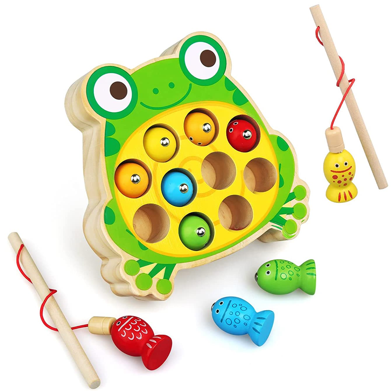Joc de pescuit din lemn, Montessori, Broscuta Vesela