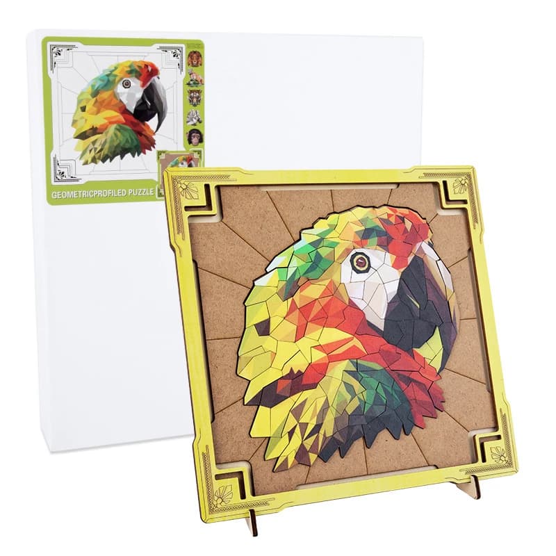 Puzzle din Lemn cu suport, Papagal, 120 piese, 3 ani+