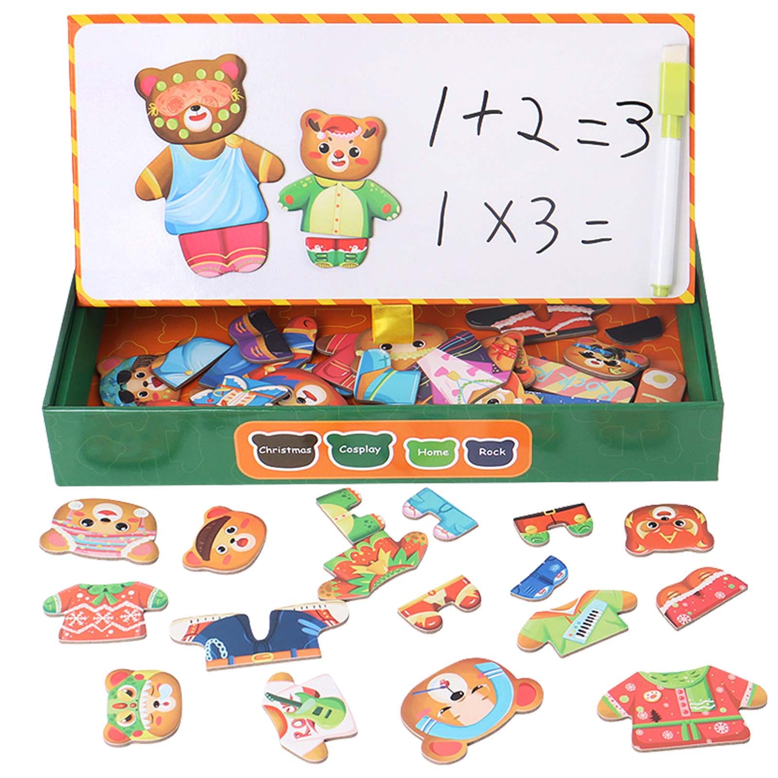 Puzzle magnetic de imbracat familia de ursuleti, 52 de piese, 3 ani+