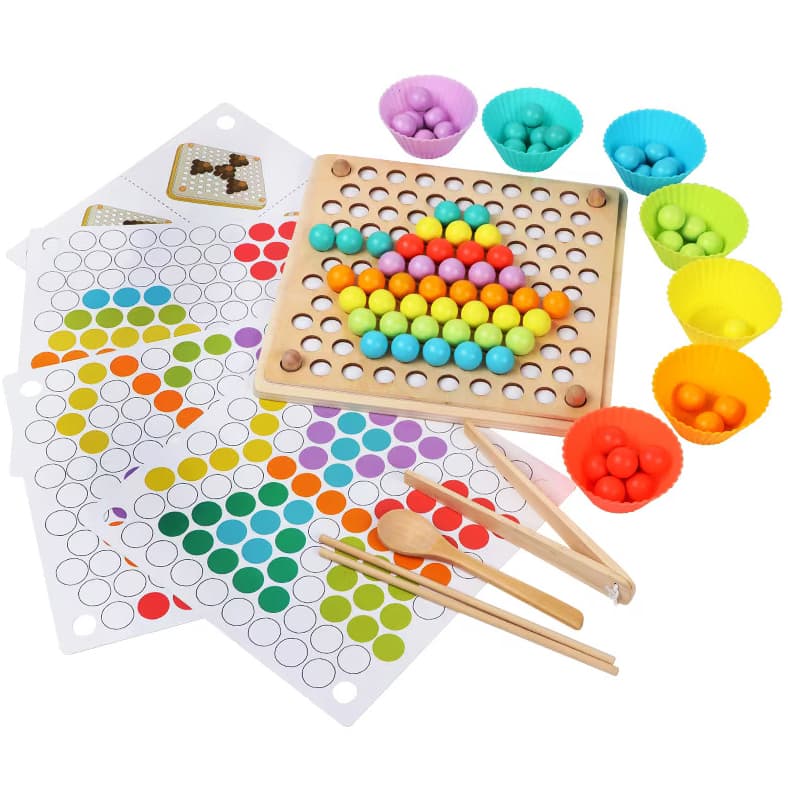 Joc educativ Montessori din lemn, pentru memorie, potrivire si sortare