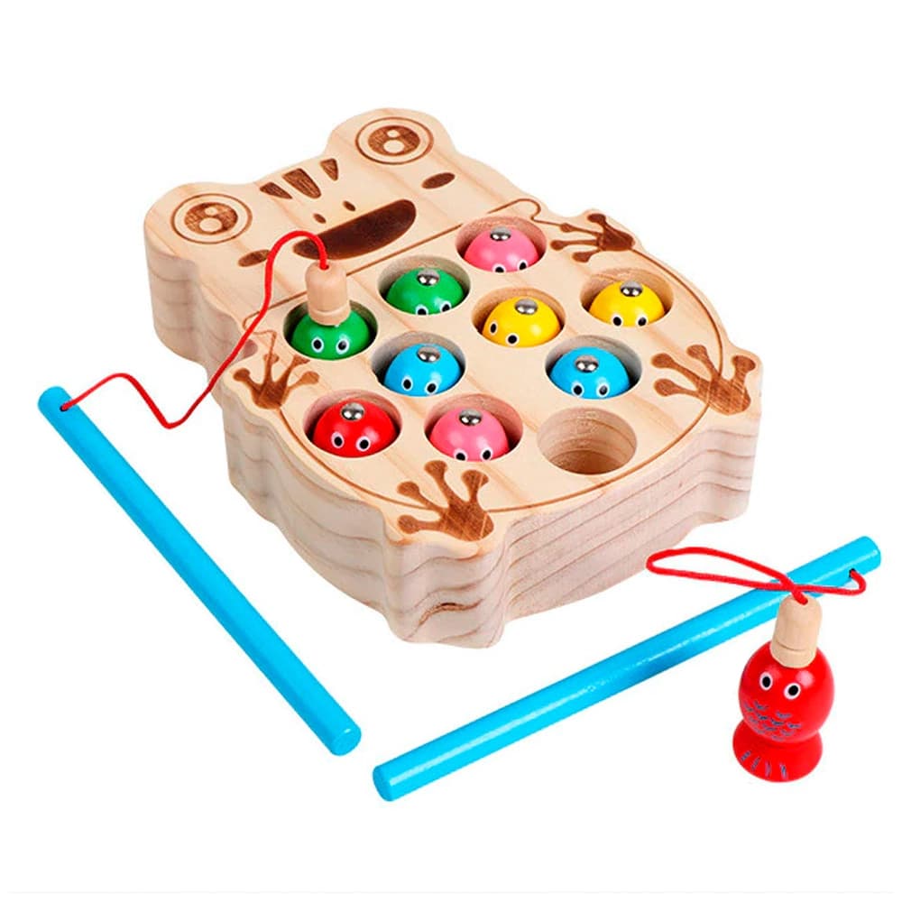 Joc de Pescuit Magnetic din Lemn - Broscuta Montessori