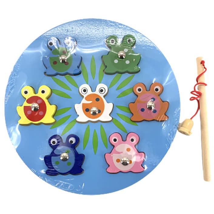 Joc de pescuit cu magnet, puzzle incastru, din lemn, 2 in 1