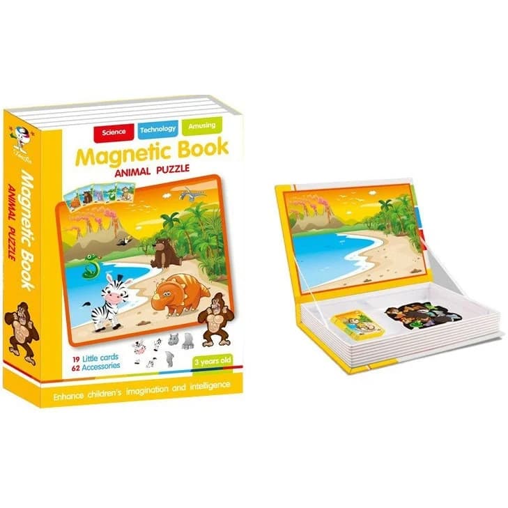 Carte magnetica, puzzle, ANIMALE IN JUNGLA, 62 piese