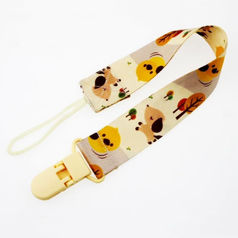 Lant/snur suzeta sau jucarie, cu clips, imprimeu cu animalute