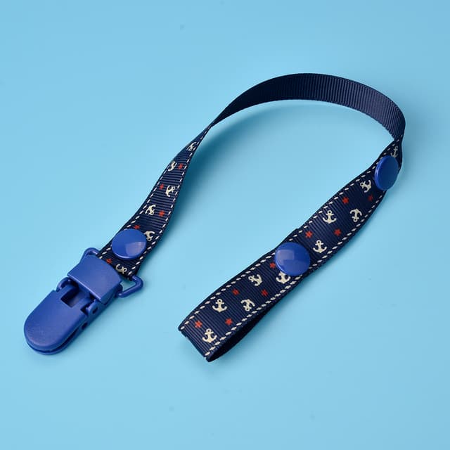 Lant/snur suzeta sau jucarie, cu clips, imprimeu albastru