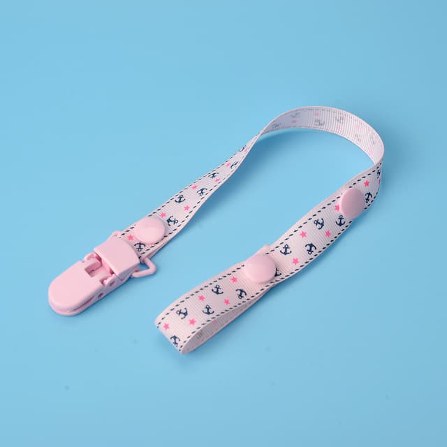 Lant/snur suzeta sau jucarie, cu clips, imprimeu roz