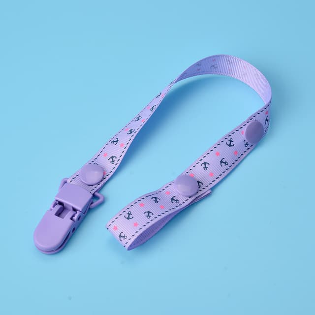 Lant/snur suzeta sau jucarie, cu clips, imprimeu mov
