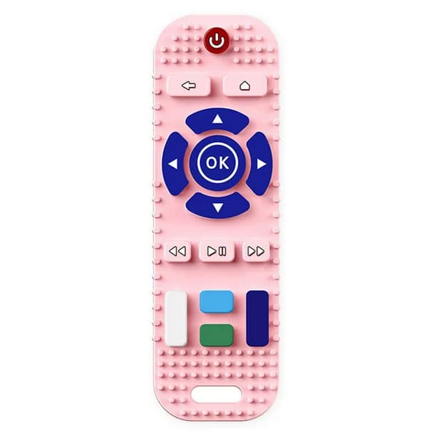 Telecomanda de jucarie pentru dentitie, din silicon, roz, BPA FREE