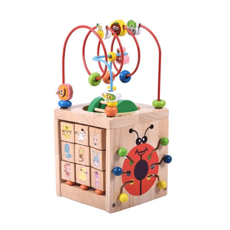 Cub educativ din lemn, 7 in 1, Montessori