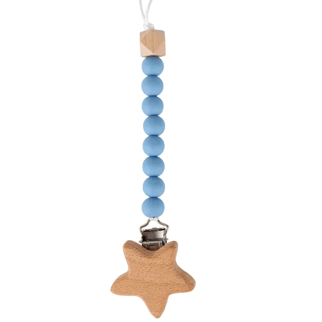 Lant pentru suzeta sau jucarie, din silicon, cu clips, blue