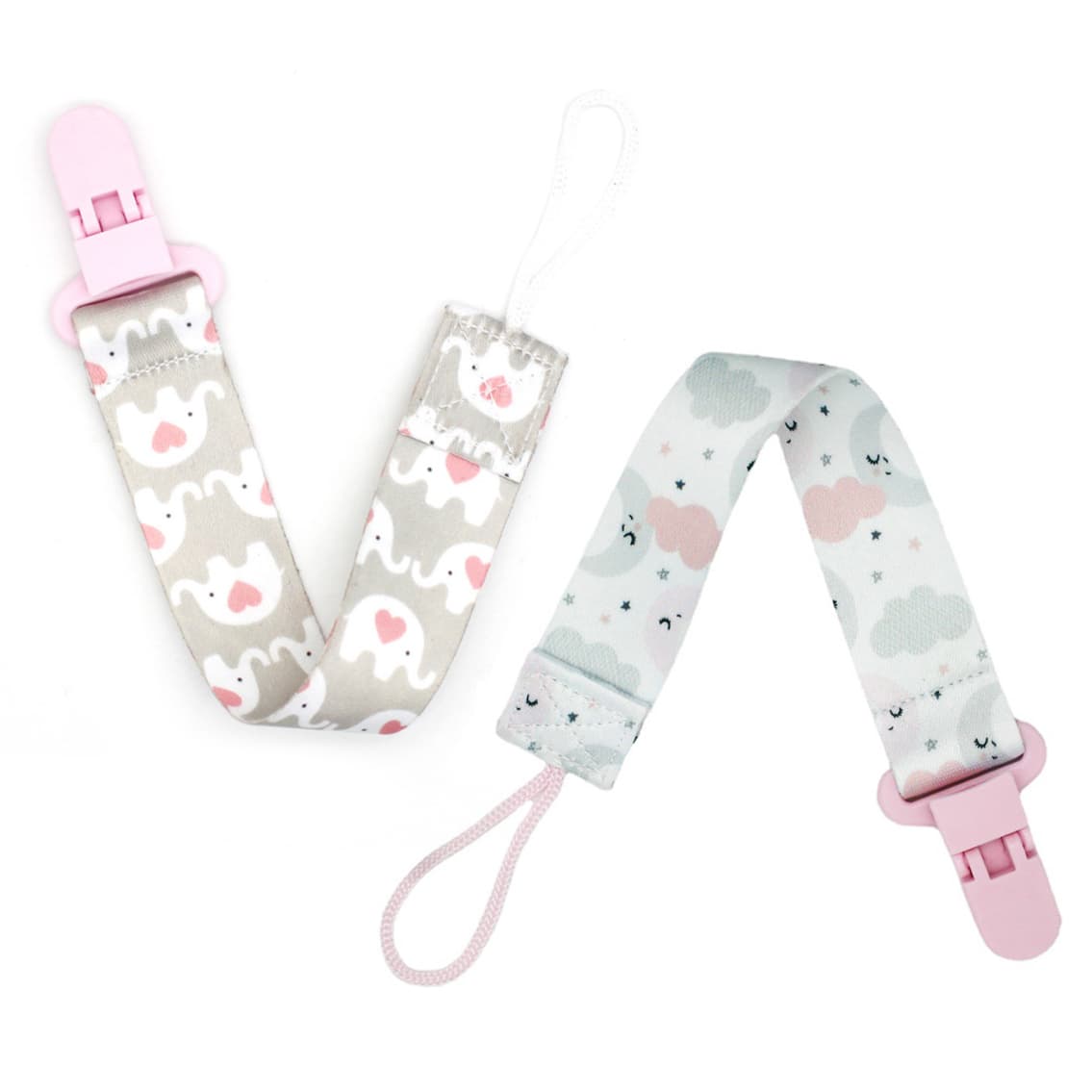 Set 2 lanturi pentru suzeta sau jucarie, cu clips, pentru fetite