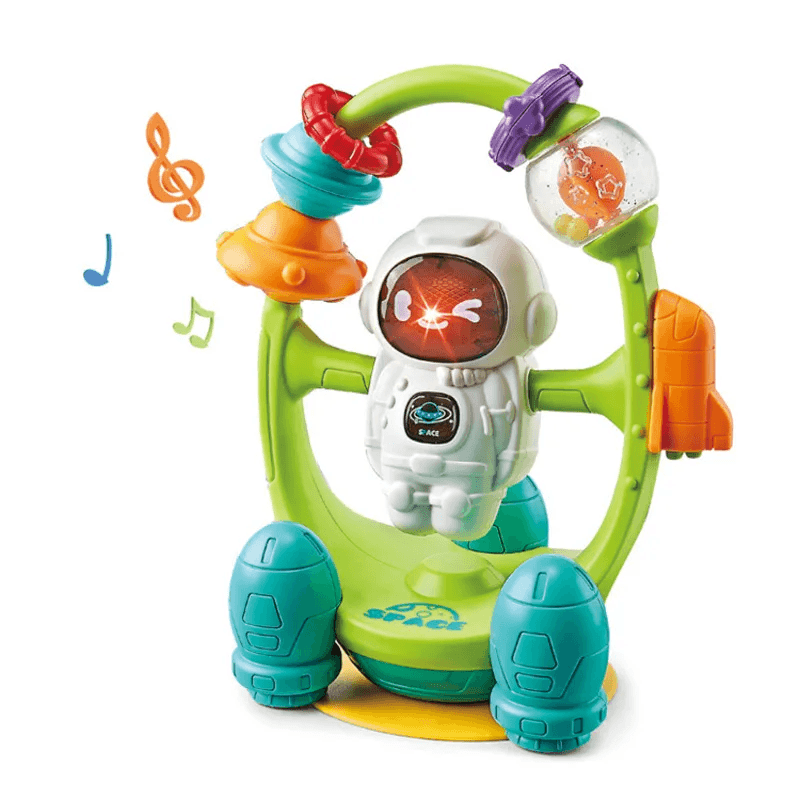 Jucarie interactiva pentru bebelusi, Astronaut rotativ cu sunete lumini, Montessori