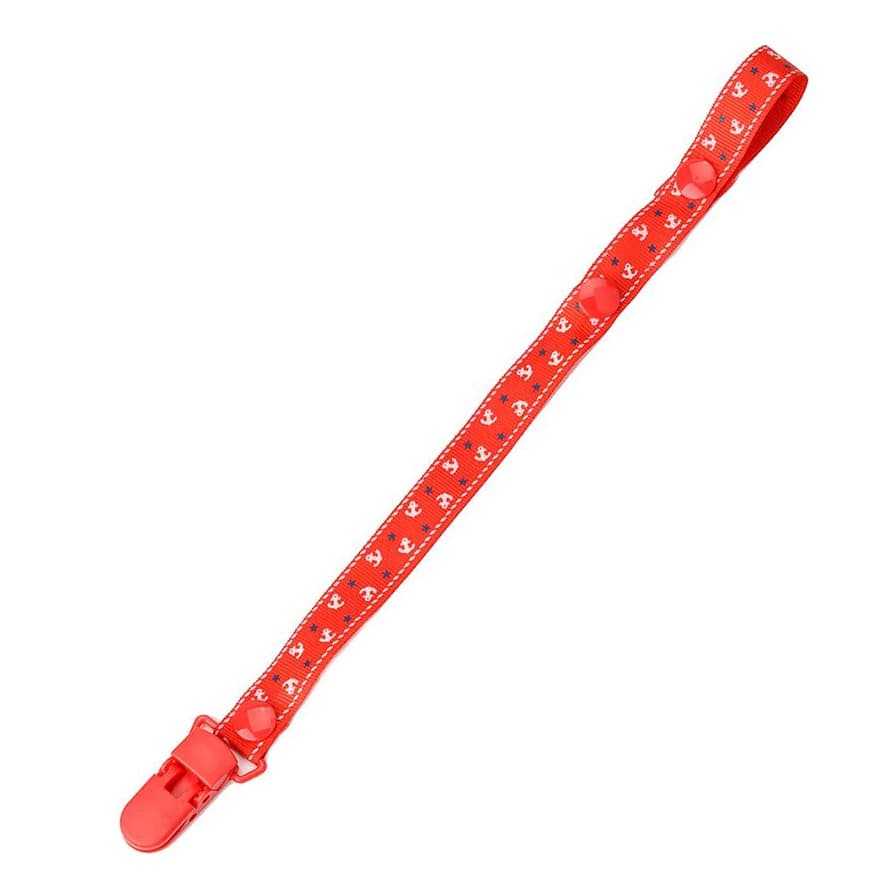 Lant pentru suzeta sau jucarie, cu clips, rosu