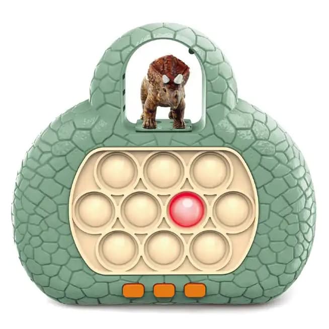 Jucarie Pop It Electronic, consola, cu sunete si lumini, antistres, senzoriala, ajuta memoria si indemanarea, Dinozaur