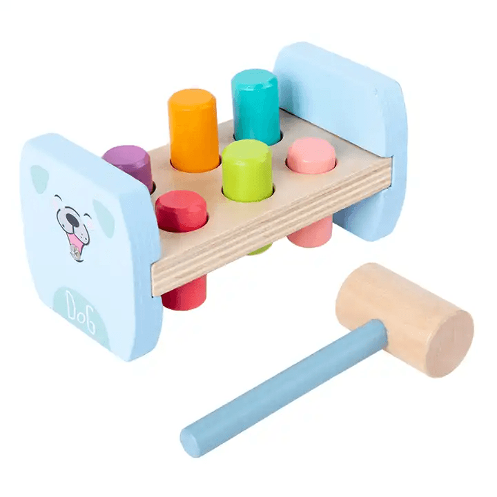 Banc de lucru cu Ciocanel, Jucarie Motrica cu Animalute, Montessori, Catel