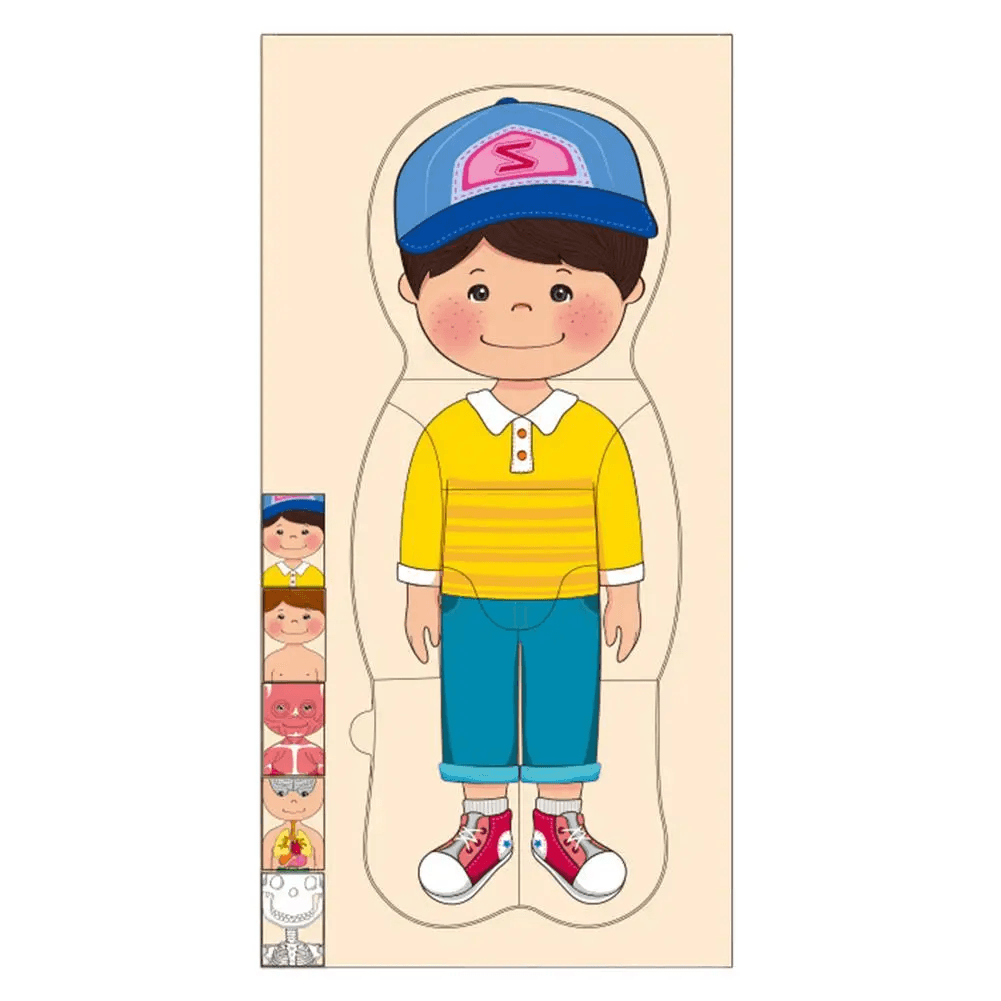 Puzzle educativ multistrat, anatomia umana, Baietel