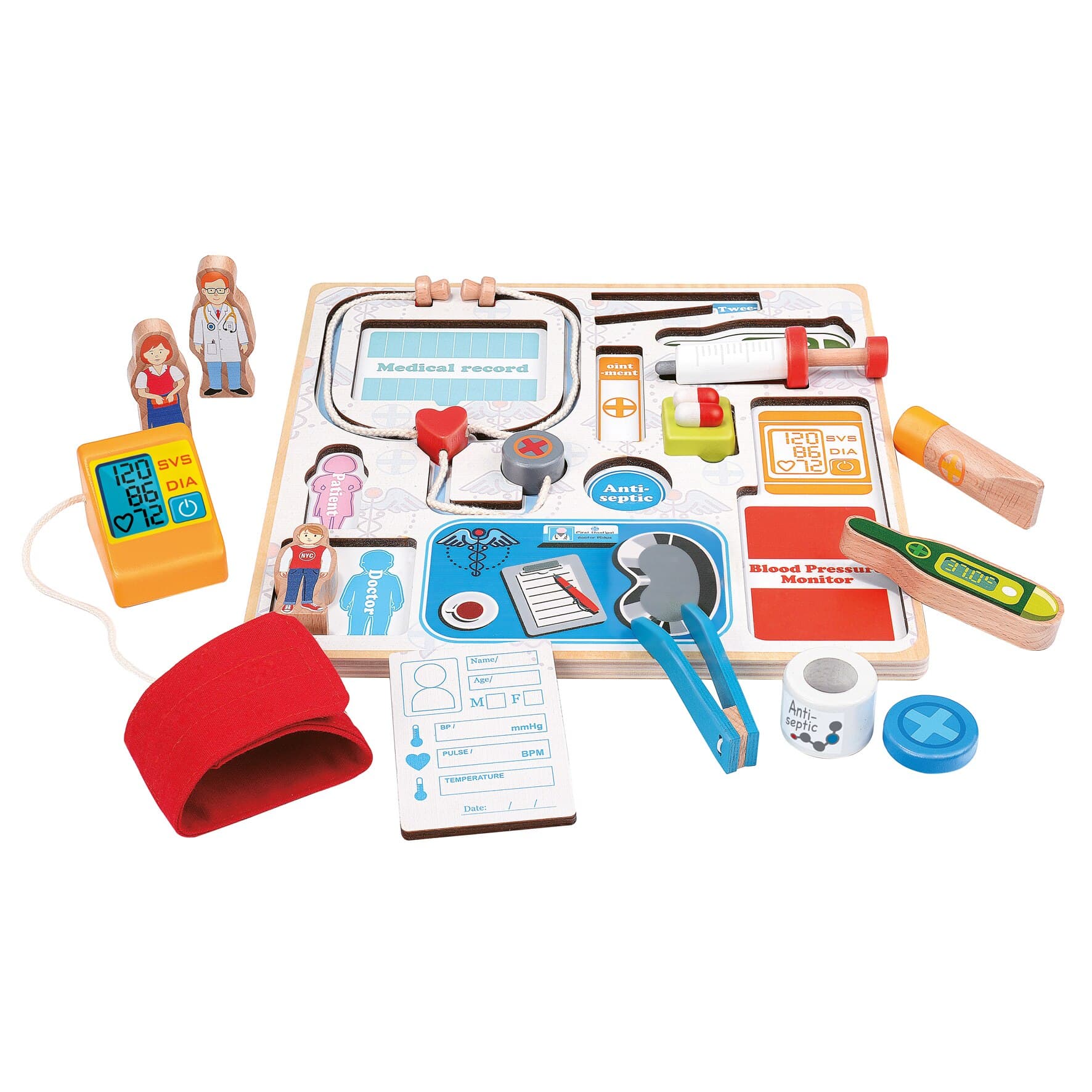 Set de Doctor din lemn, puzzle, Montessori, cu accesorii