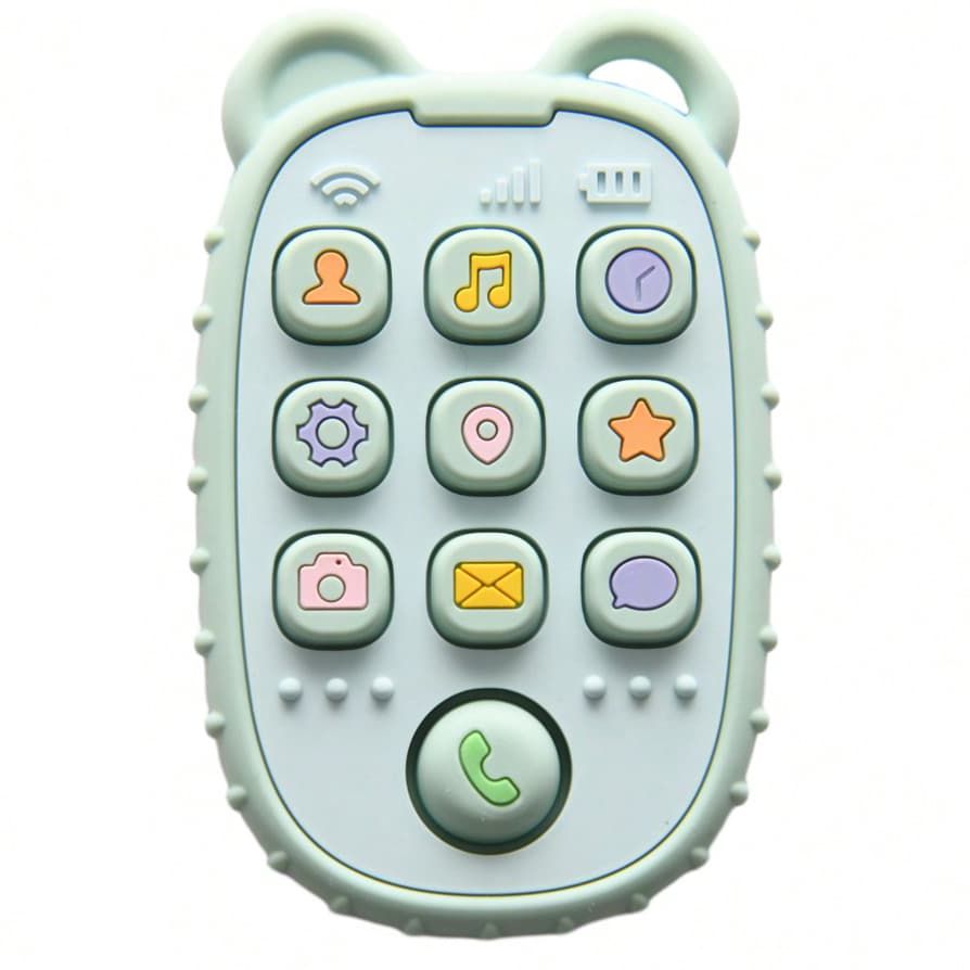 Mini telefon de jucarie pentru dentitie, din silicon