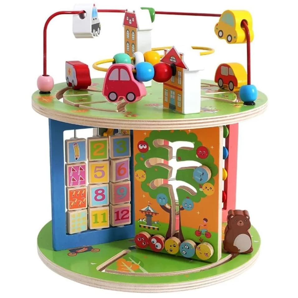 Centru de activitati pentru bebelusi, 7 in 1, din lemn, Montessori