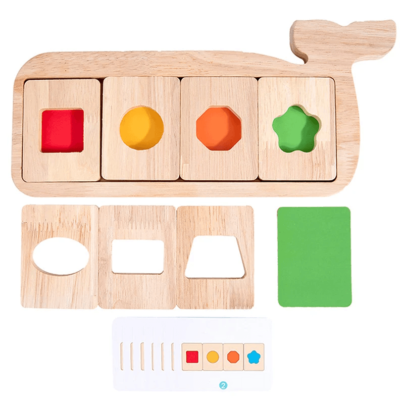 Joc de recunoastere si potrivire a formelelor si culorilelor, din lemn, Montessori