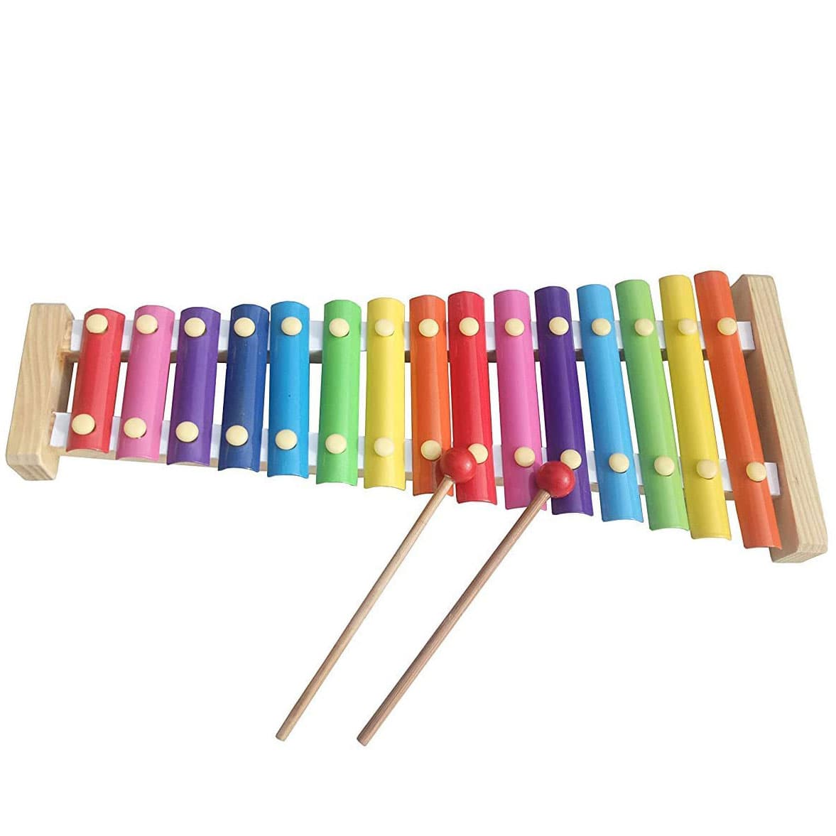Xilofon din lemn, 15 note muzicale din lemn, Multicolor