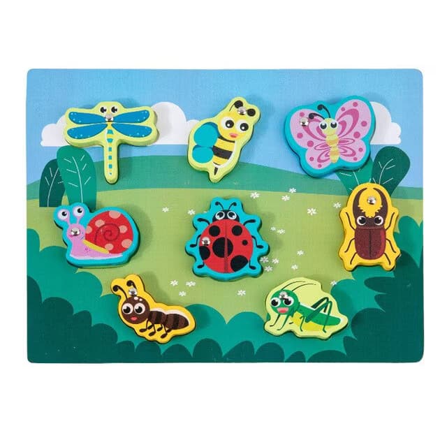 Joc de pescuit magnetic din lemn 4 in 1, Insecte