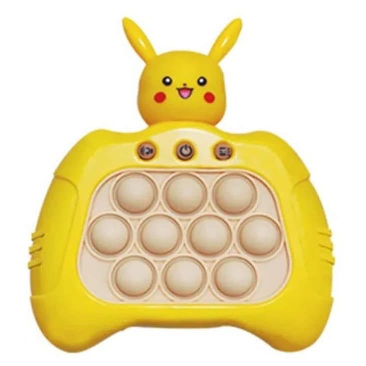 Joc interactiv Pop-It Consola, antistres, cu sunete si lumini, Galben