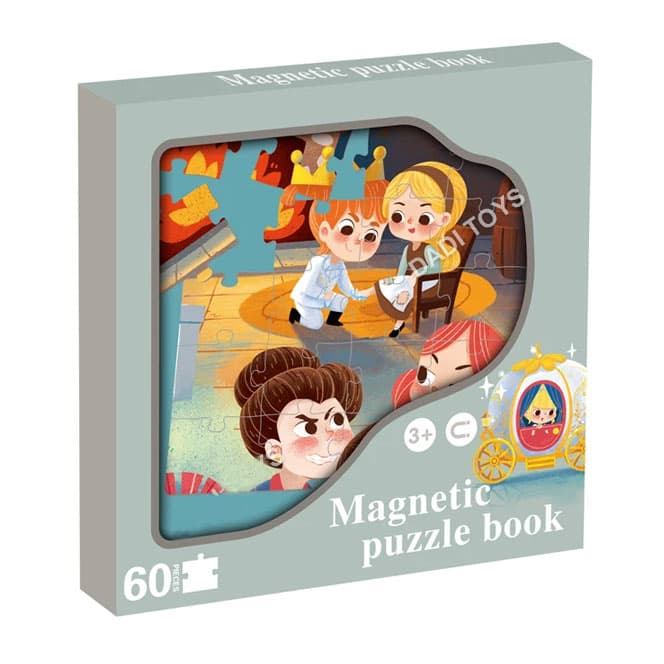 Joc puzzle magnetic, Cenusareasa si pantoful de sticla, 60 piese