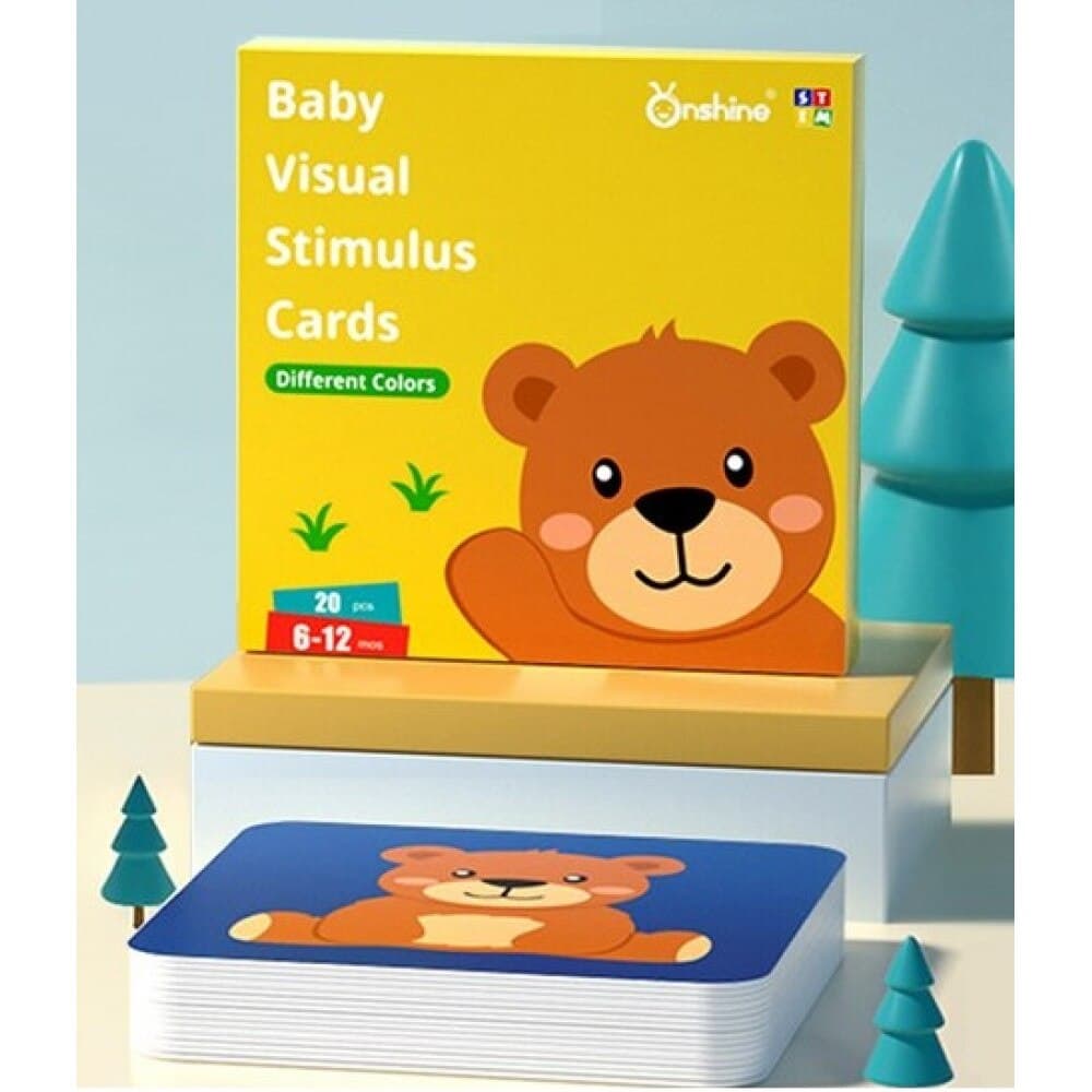 Set 20 carduri stimulare vizuala bebelusi, cartonase cu imagini, 22cm, 6-12 luni