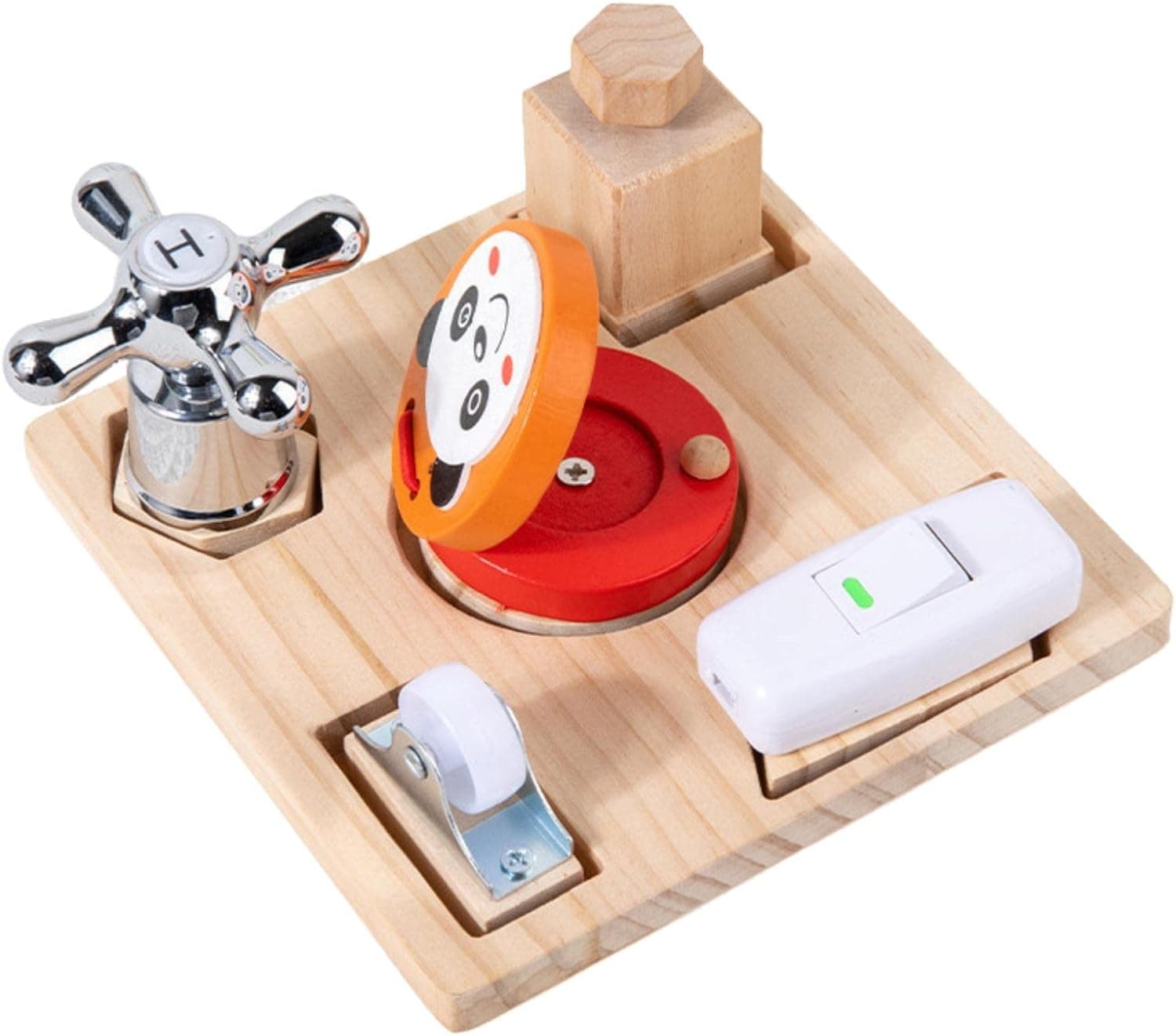 Placa Montessori cu 5 activitati, din lemn