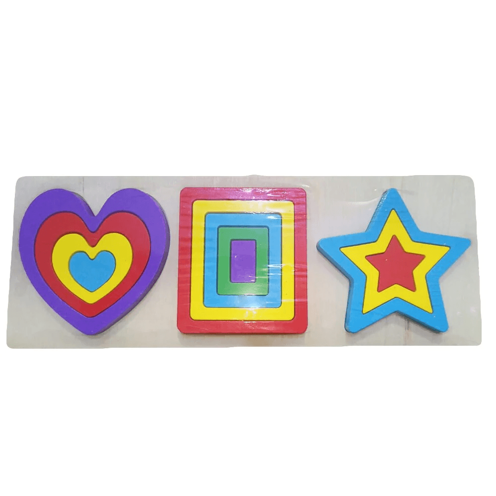 Set blocuri de stivuit, din lemn, multicolore, Montessori, forme geometrice