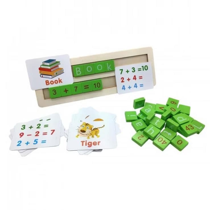Joc educativ multifunctional, Alfanumeric, din Lemn, Montessori