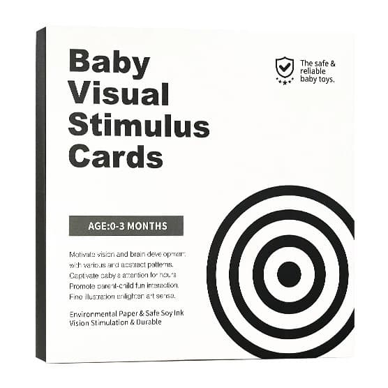 Set 16 carduri stimulare vizuala bebelusi, cartonase cu imagini alb, negru, interactive, 0-3 luni