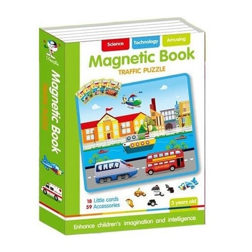 Carte magnetica, puzzle, TRAFIC SI VEHICULE, 77 piese
