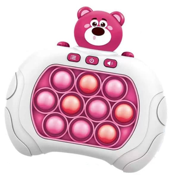 Joc interactiv Pop-It Consola, antistres, cu sunete si lumini, Ursulet