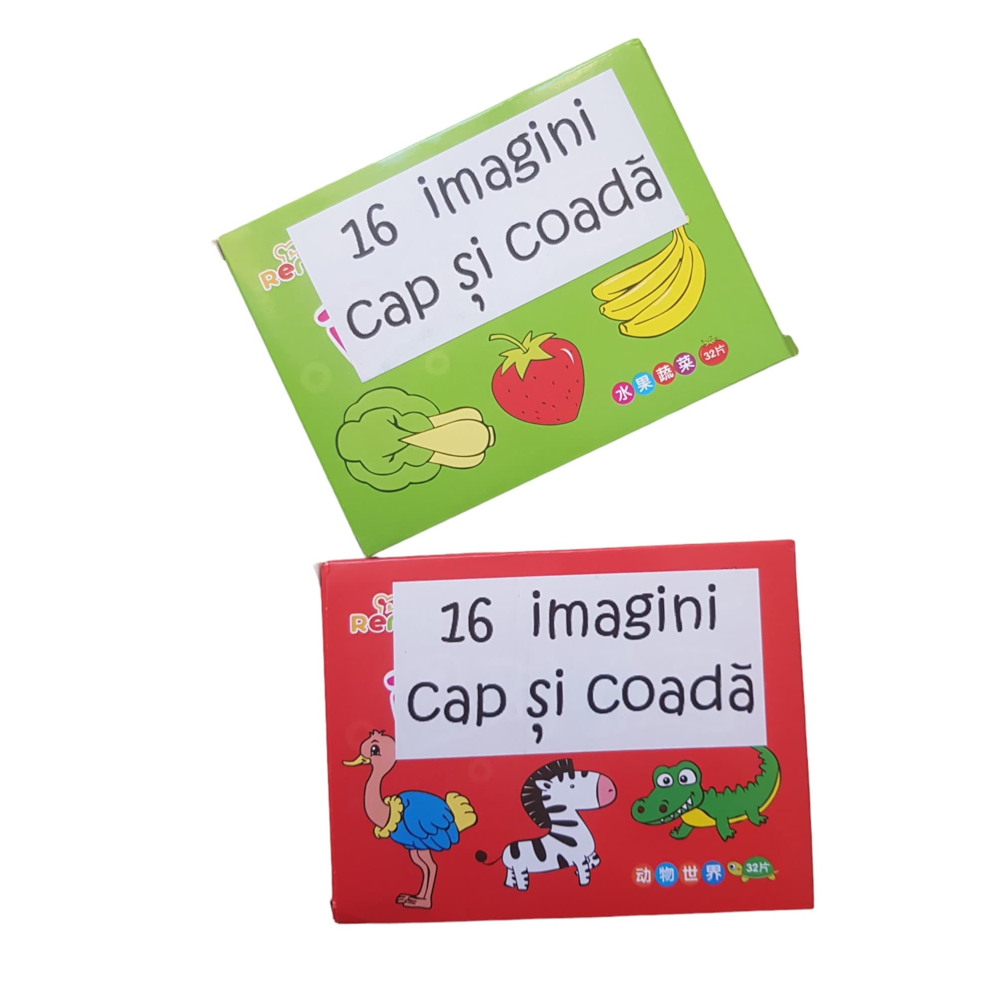 Set 2 x Cartonase puzzle, asociere cap si coada