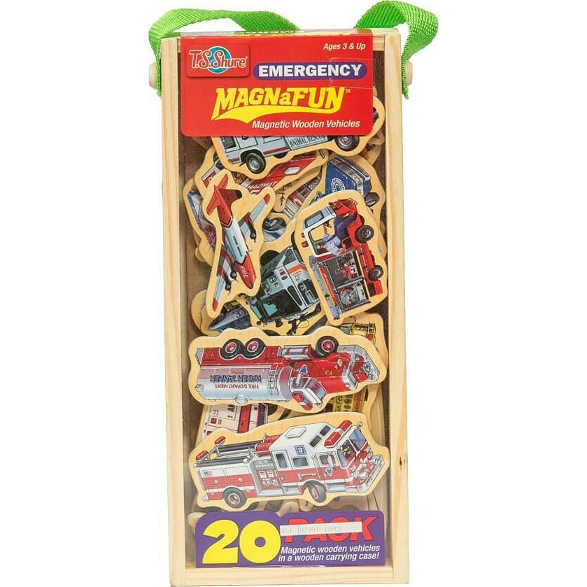 Set 23 piese magnetice din lemn, cu ilustratii grafice, Montessori, mijloace de transport