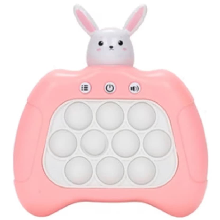 Joc interactiv Pop-It Consola, antistres, cu sunete si lumini, Iepuras