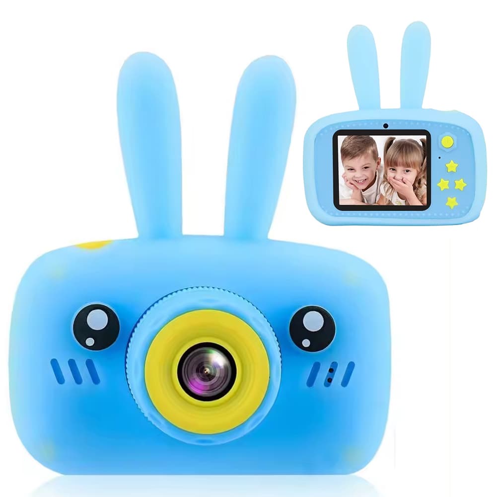 Camera foto copii, 1080P 30fps, 20Mp, LCD display 2.0", 600 mAh, Jocuri, Temporizator, Constructie durabila, ABS/Silicon, Iepurasul Albastru