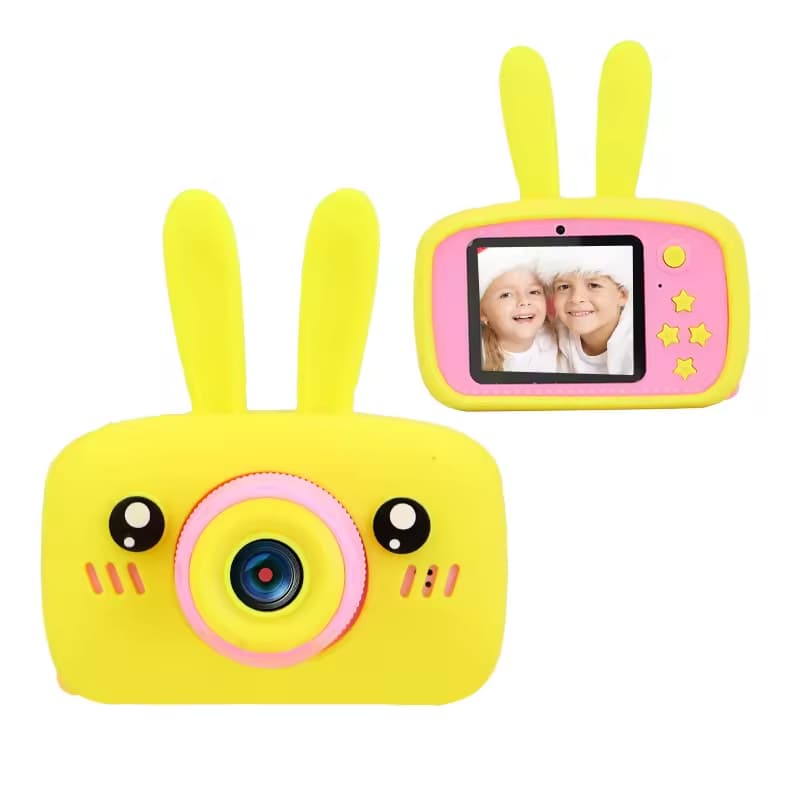 Camera foto copii, 1080P 30fps, 20Mp, LCD display 2.0", 600 mAh, Jocuri, Temporizator, Constructie durabila, ABS/Silicon, Iepurasul Galben