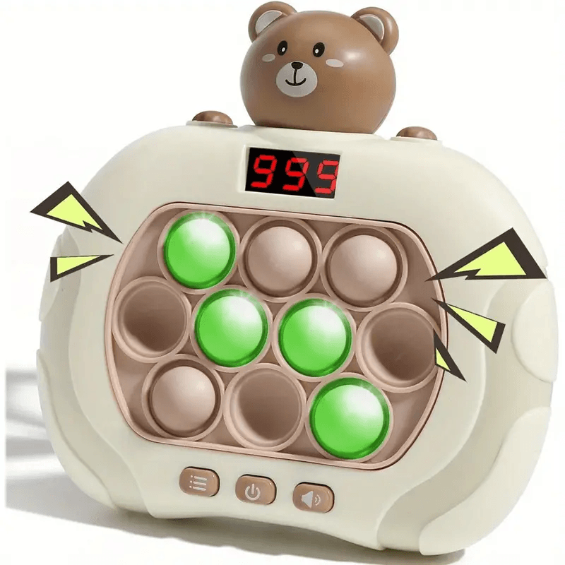 Joc interactiv Pop-It Consola, antistres, cu sunete si lumini, afisaj si 999 level, forma Ursulet