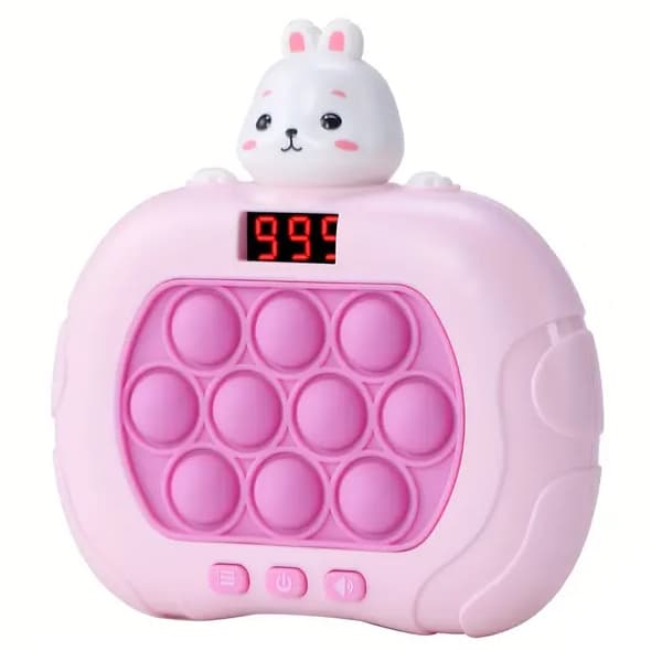 Joc interactiv Pop-It Consola, antistres, cu sunete si lumini, afisaj si 999 level, forma Iepuras