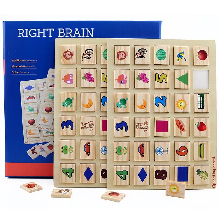 Joc de memorie si inteligenta, din lemn, Montessori